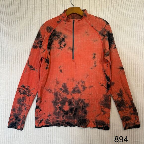 LULULEMON Metal Vent Tech 1/2 Zip 2.0 MYAR/GGRE Orange Tie Dye Medium - Picture 1 of 12